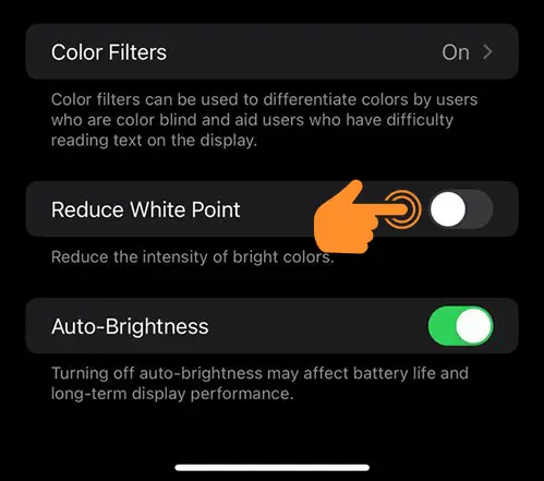 Turn off Reduce White Point on iPhone