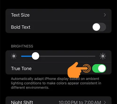 Turn off True Tone on iPhone