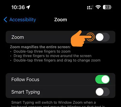 Turn off Zoom effect on iPhone settings