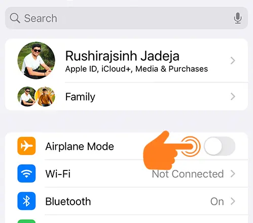 Turn on Airplane mode on iPhone