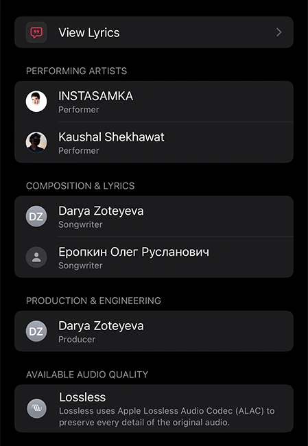 View Song Credits in Apple Music