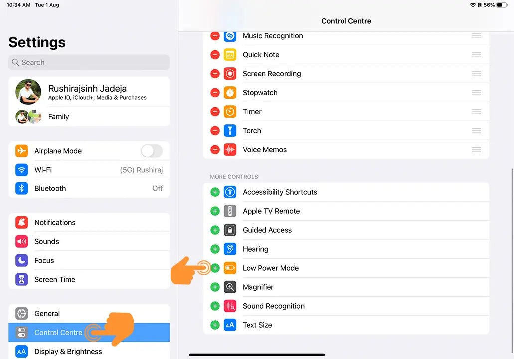 add Low Power Mode to the iPad Control Center