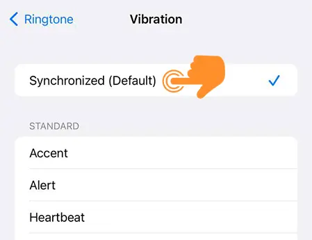 choose synchronized option for vibration