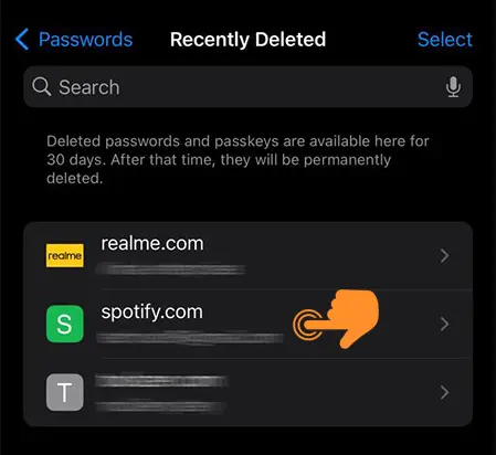 choose your deleted password
