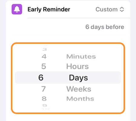 customize early reminder