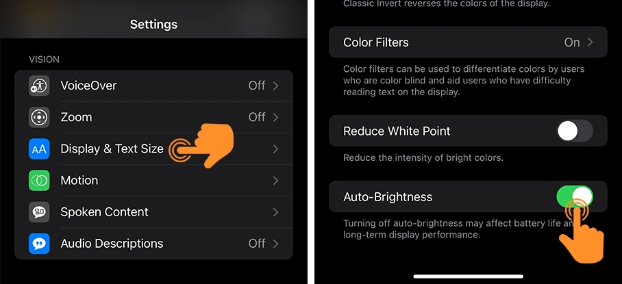 enable Auto Brightness in iPhone