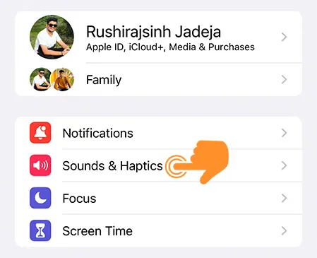 tap on Sounds & Haptics from iPhone Settings
