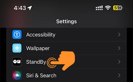 tap on StandBy Mode in settings