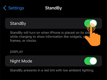 toggle off the StandBy to disable it
