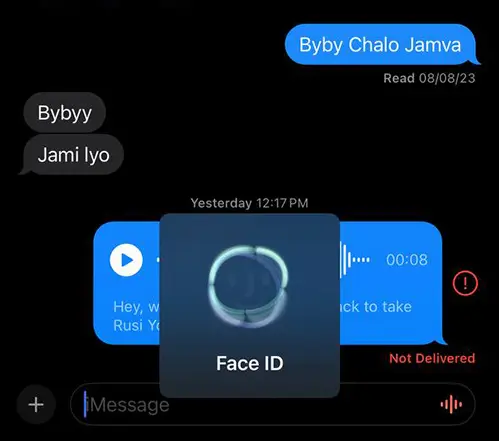 verify Face ID in apple messages app