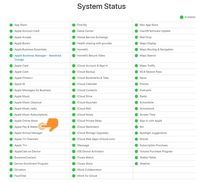 Apple Pay System Status