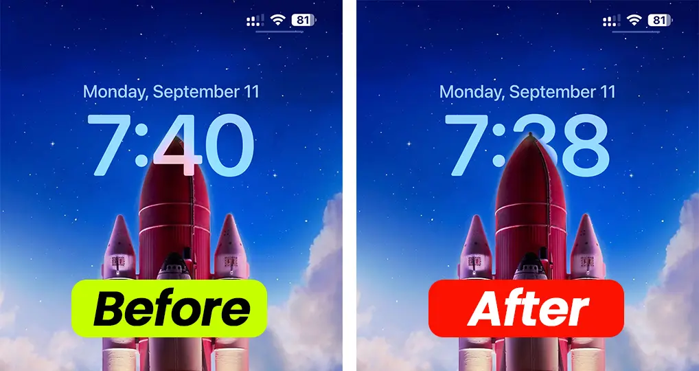 Before and After Depth Effect on iPhone Lock Screen