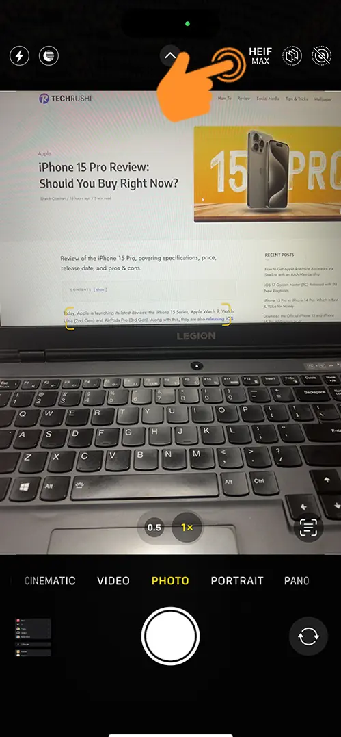 Click on HEIF Max option in iPhone camera app