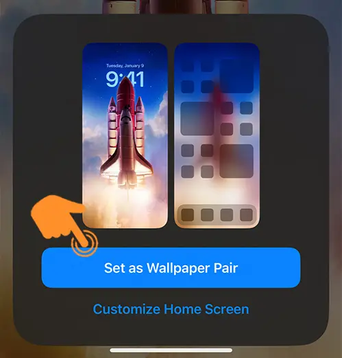 Click on set as wallpaper pair to apply wallpaper on iPhone lock screen and home screen