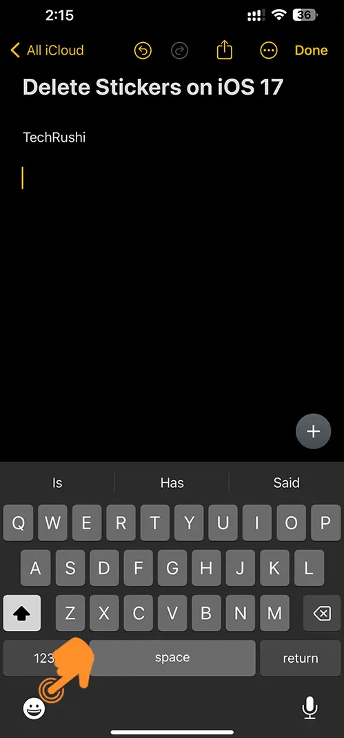 Click on the Apple Keyboard emoji