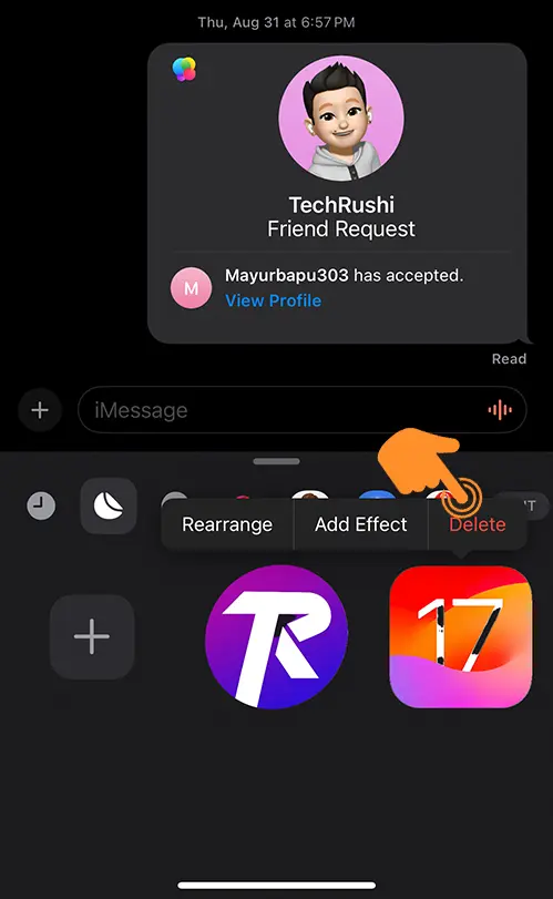 Delete iPhone stickers from messages app