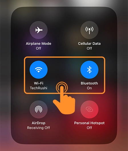 Enable Wi-Fi and Bluetooth from control center