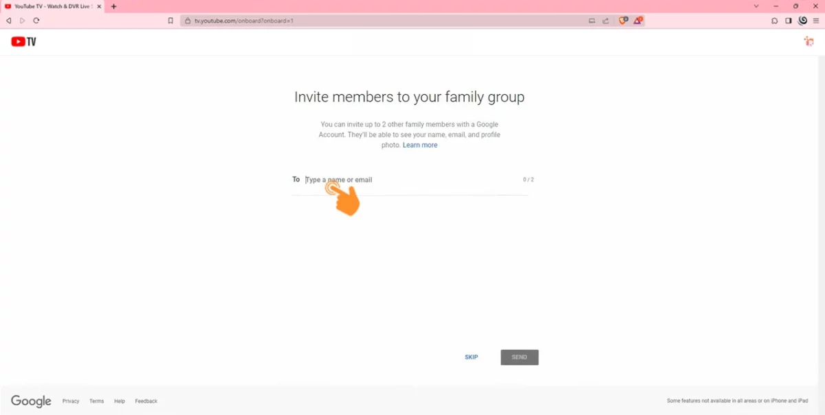 Enter Family Members email id