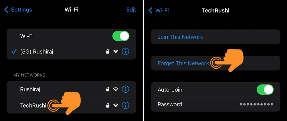 Forget Network on iPhone