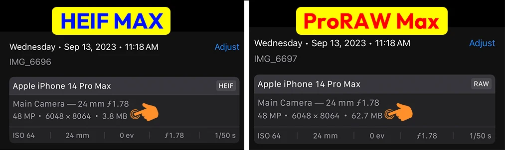 HEIF MAX vs ProRAW Max