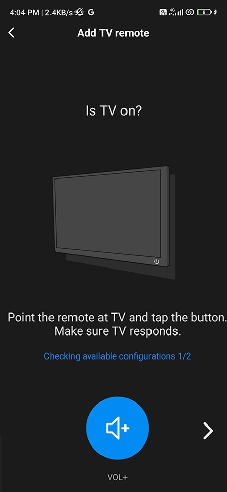 Point the remote at tv and tap the button