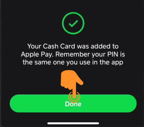 Tap Done to add Cash app Card successfully