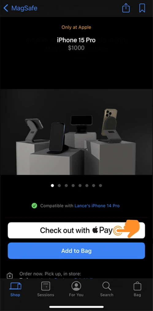 Tap on Apple Pay button for payment