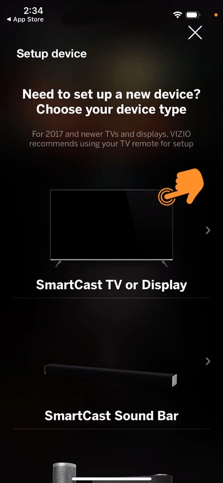 Tap on SmartCast TV or Display on Vizio TV app