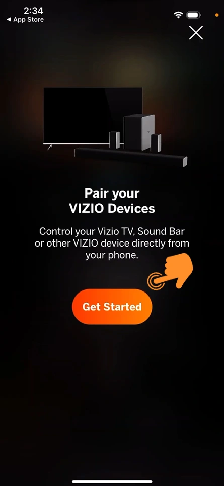 Tap on get started to Pair your VIZIO Devices