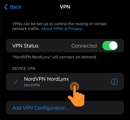 Tap on your Connected VPN