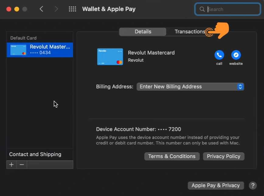 Tap on your Transactions to view Apple Pay history