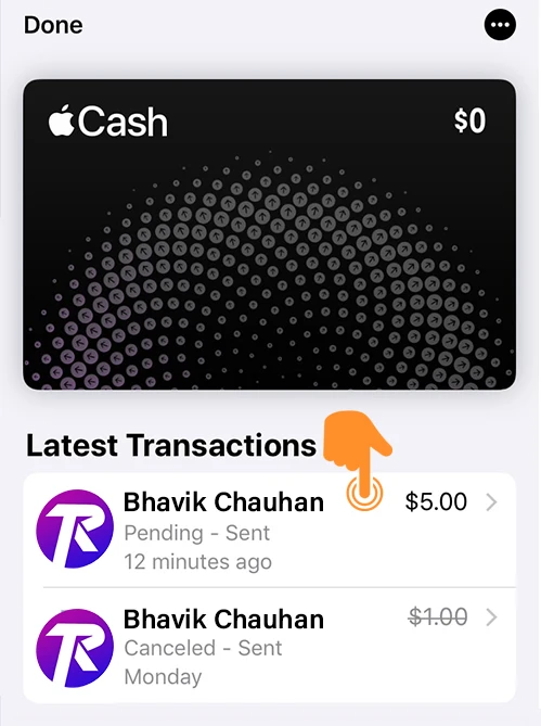Tap on your Transactions to view Apple Pay transaction history