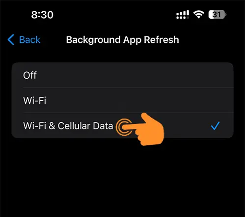 Turn on Background App Refresh