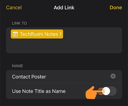 enable use note title as name toggle
