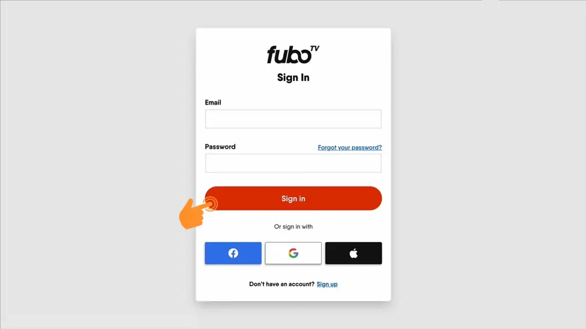 enter the email and password and sign in to fubotv