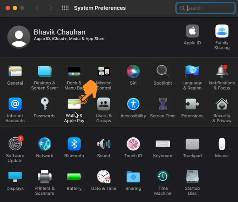 open System Preferences and tap on wallet and Apple Pay