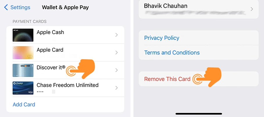 remove a card from Apple Pay