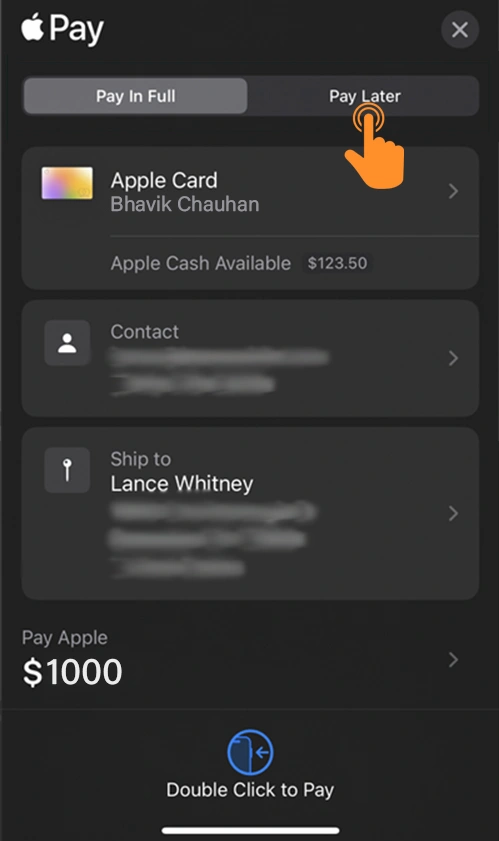 tap on Apple Pay Later to pay with that