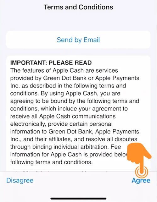 Agree with Apple Cash Terms and Conditions