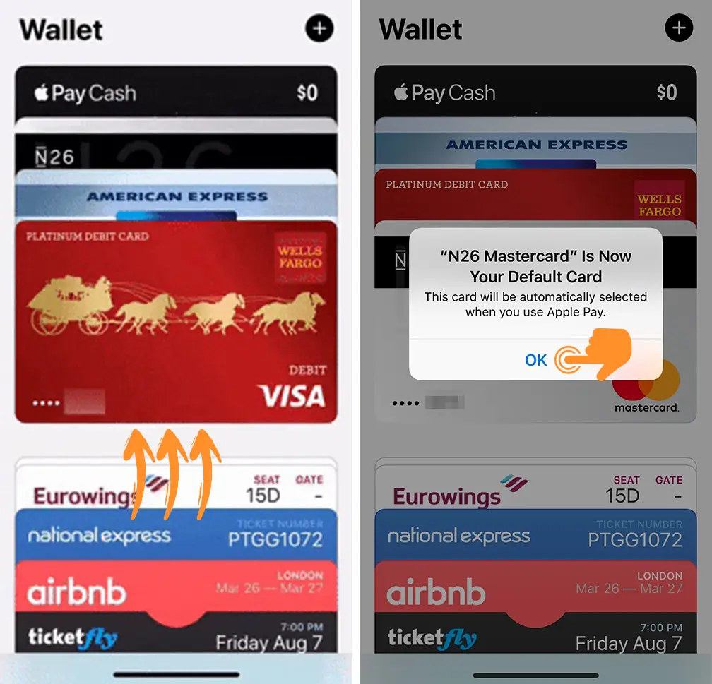 Change Default Card in Apple Pay using Wallet App