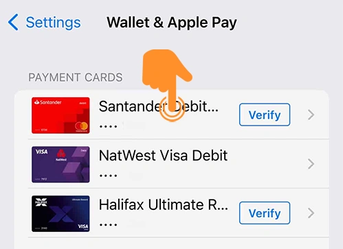 Choose your Card in Wallet App