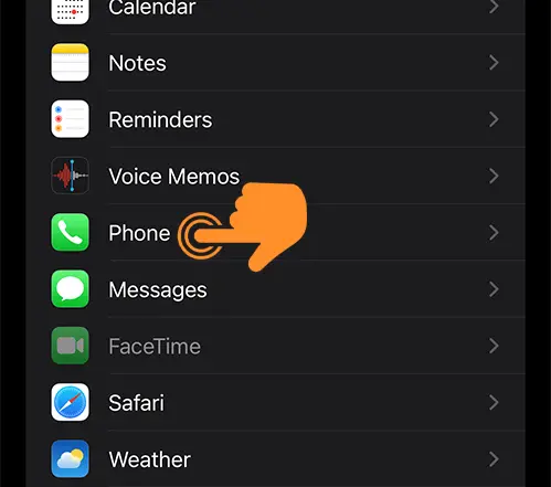 Open Phone settings on iPhone