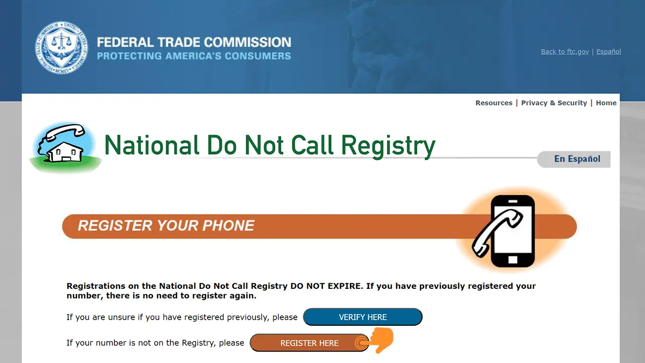 Registering on the Do Not Call List 2