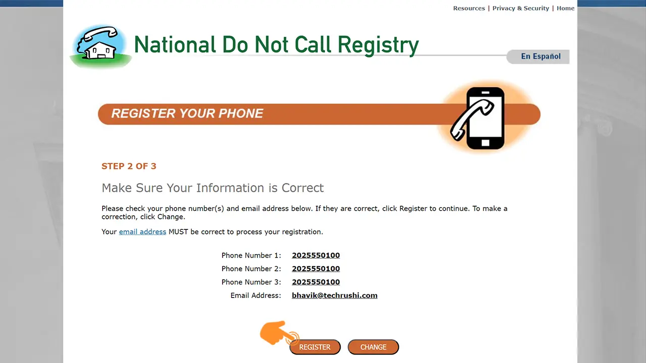 Registering on the Do Not Call List 4