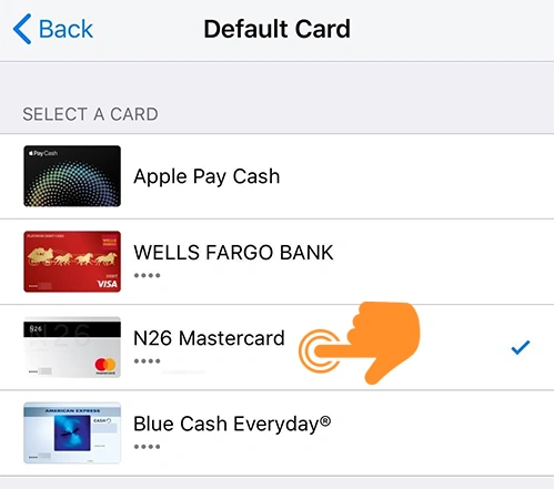 Select your Card to Change Default Card in Apple Pay