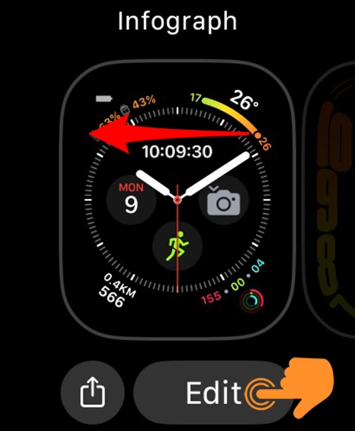 Tap on Edit button in apple watch