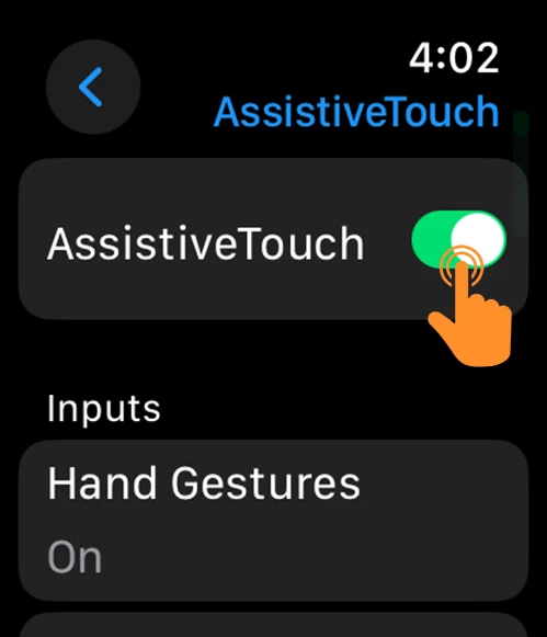 Toggle on AssistiveTouch on Apple Watch