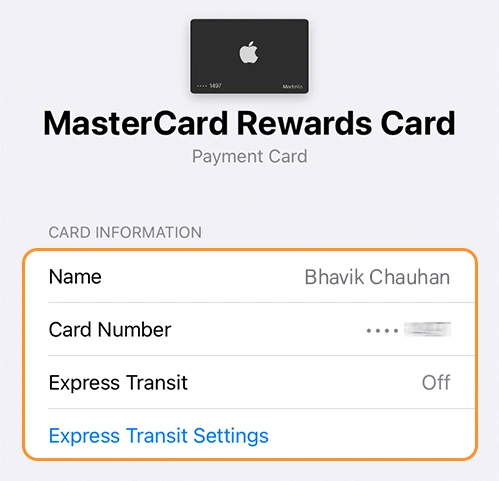 view your Apple Card details