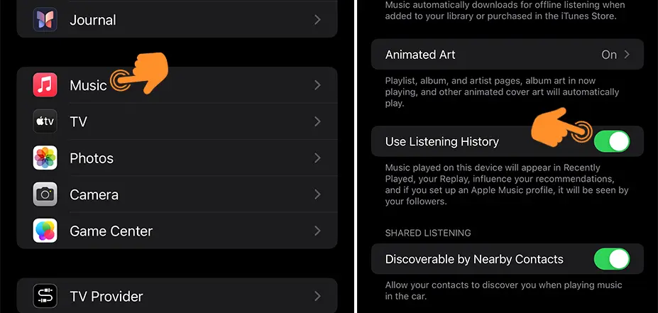 Enable Apple Music Use Listening History Features