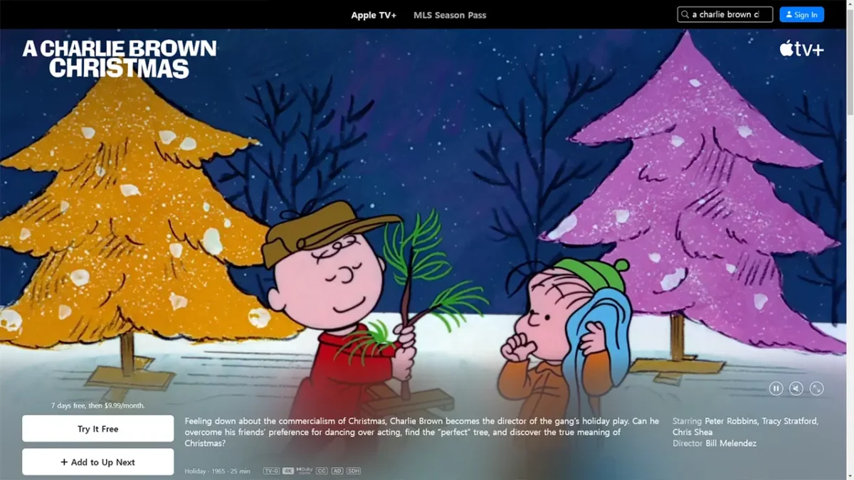 A Charlie Brown Christmas on Apple TV